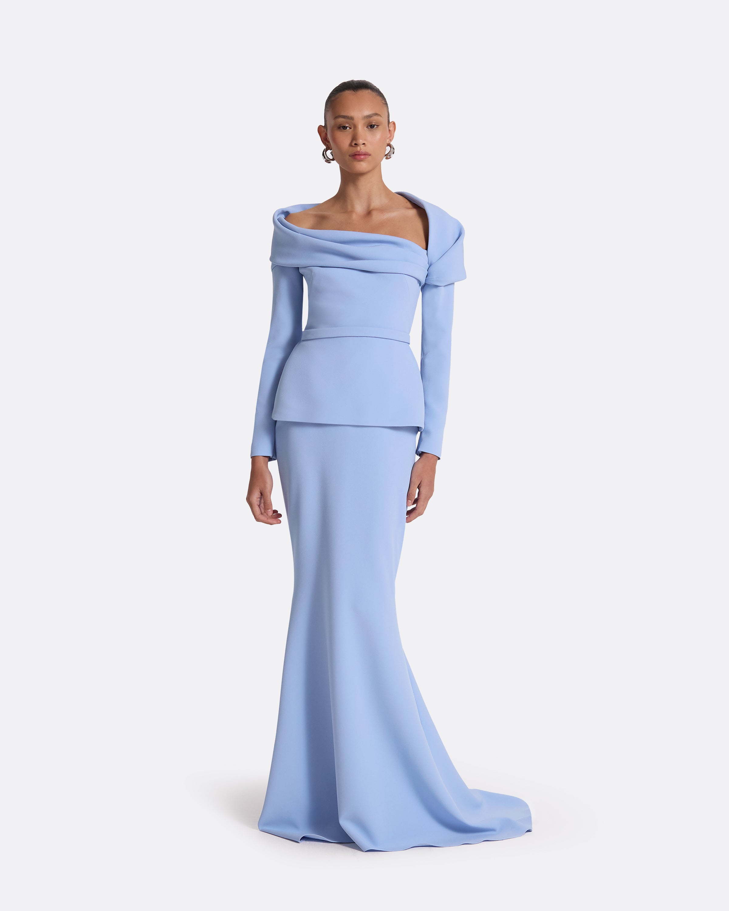 Andra Carolina Blue Long Dress – Safiyaa London