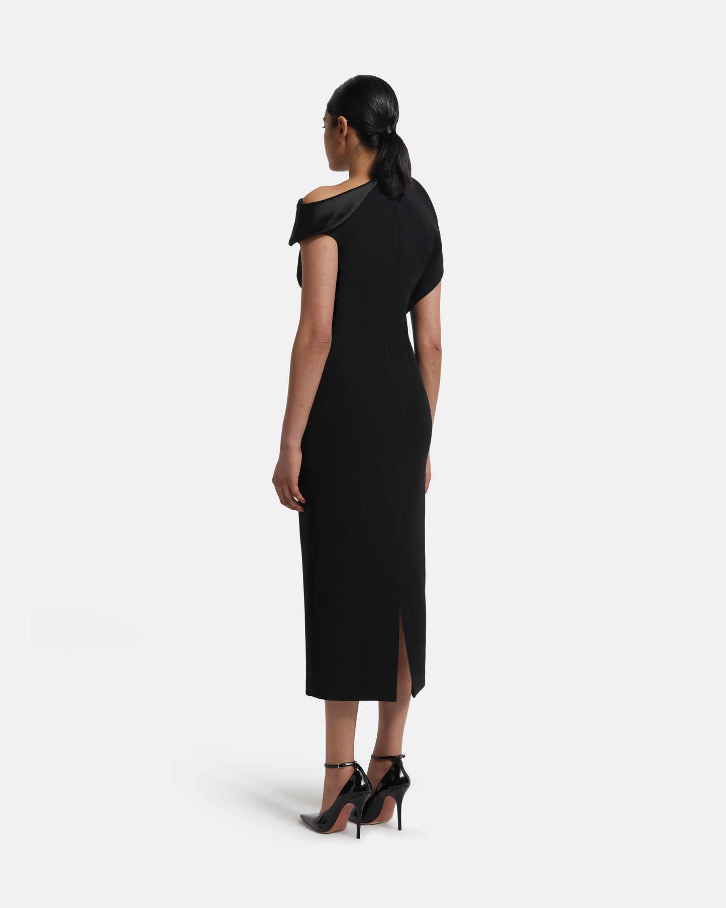 Reina Midi Dress in Black with Crystal