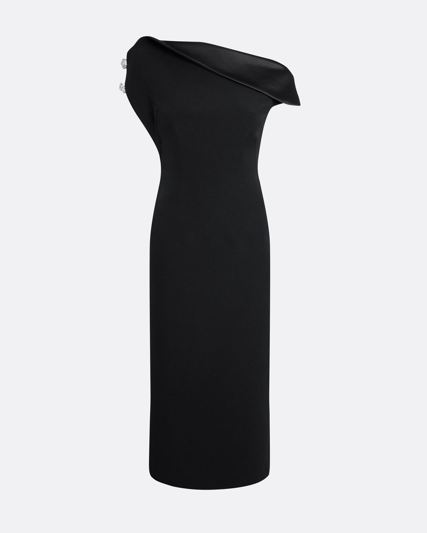 Reina Midi Dress in Black with Crystal