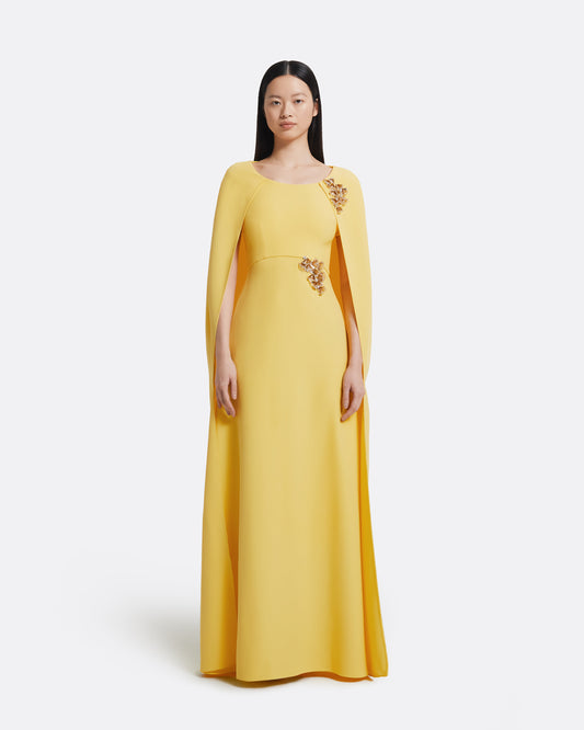 Yuna Long Dress in Aspen Gold with Gold