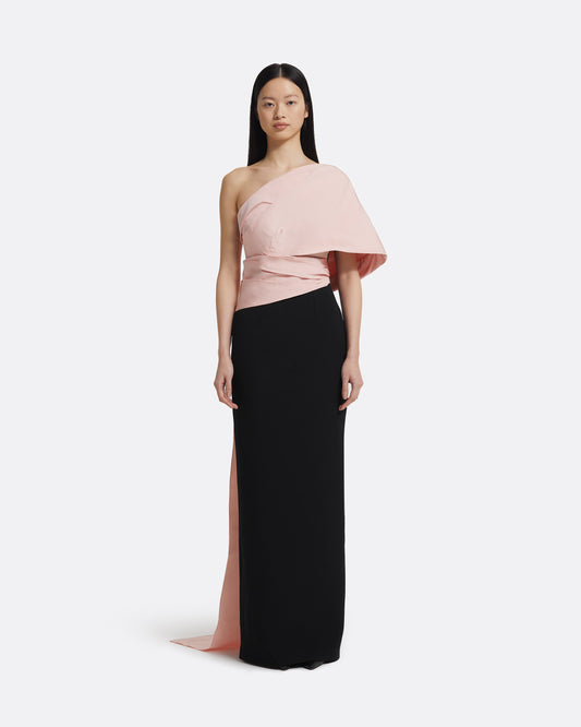 Tokiyo Long Dress in Peony Blush on Black