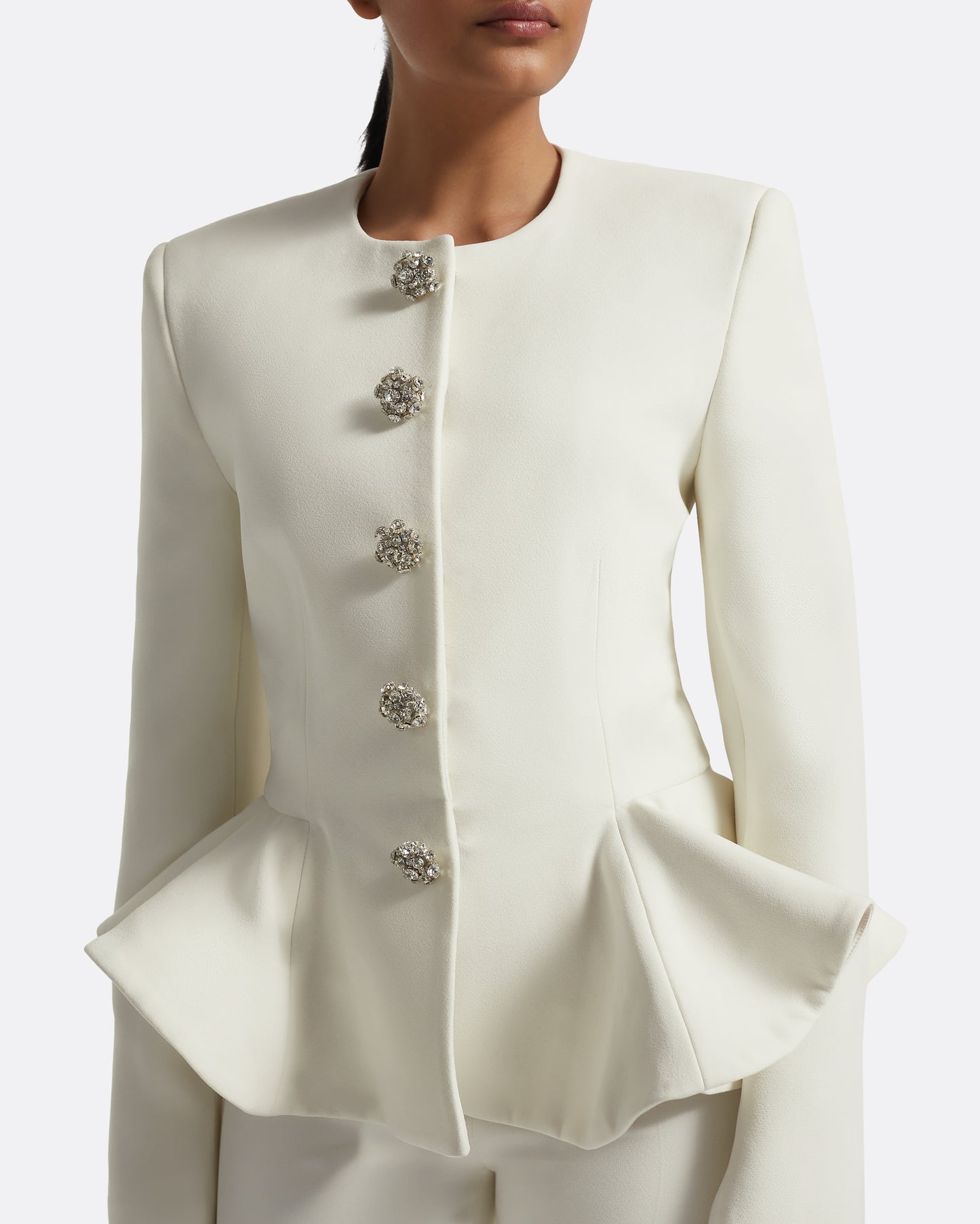 Tomomi Jacket in Ivory with Crystal