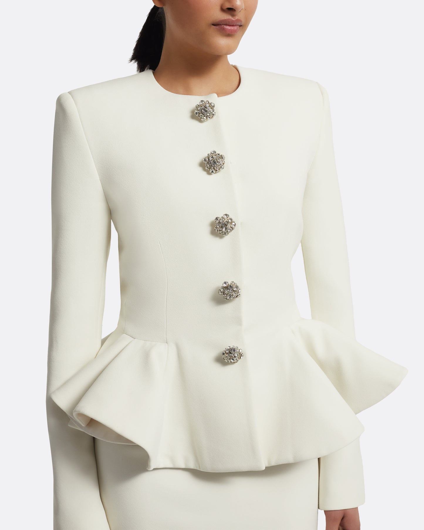 Tomomi Jacket in Ivory with Crystal