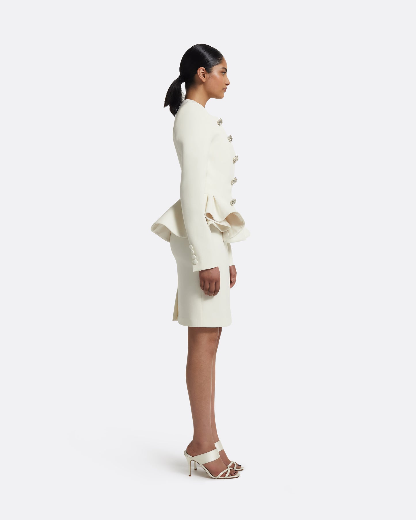 Tomomi Jacket in Ivory with Crystal