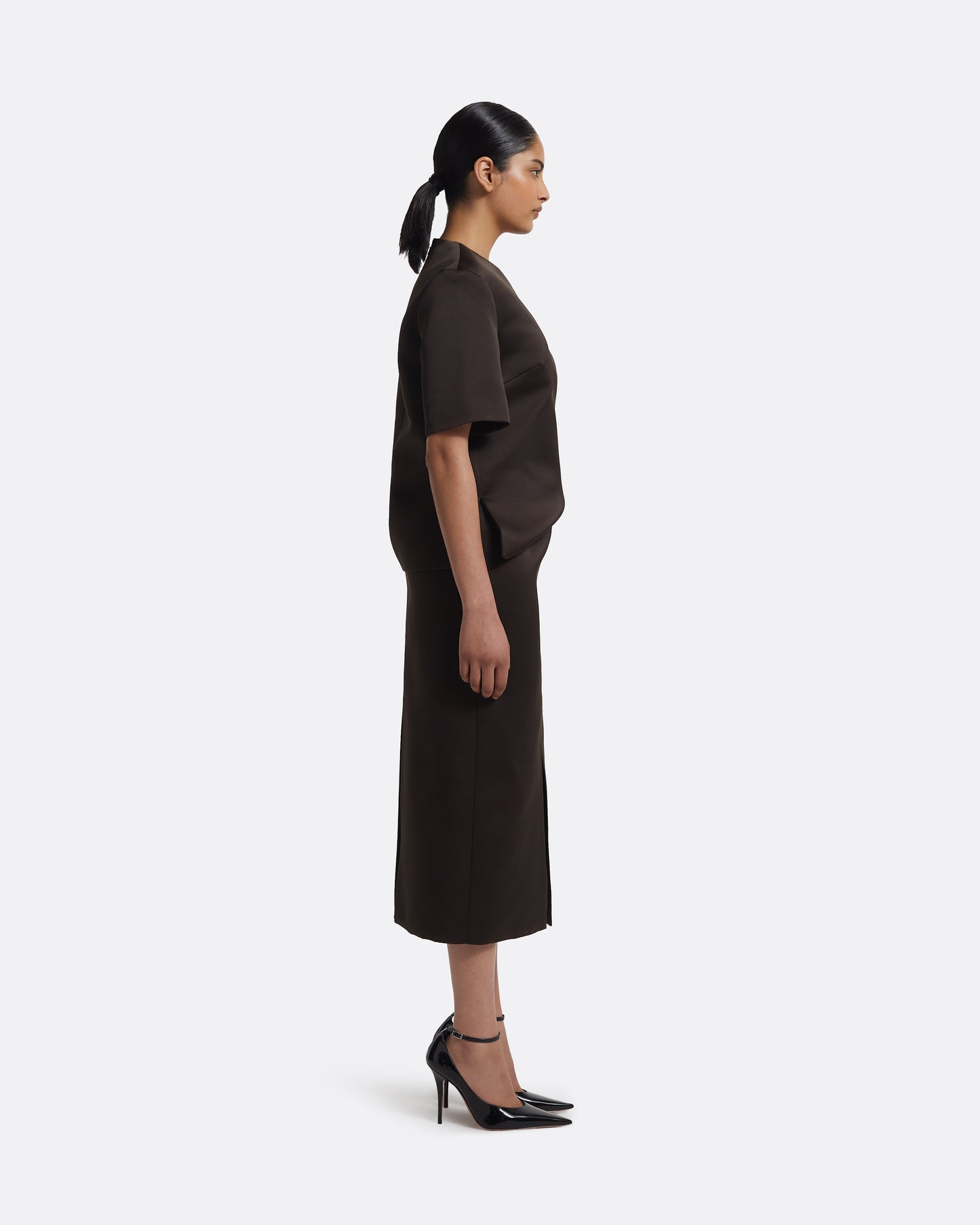 Grainee Skirt in Peat Brown