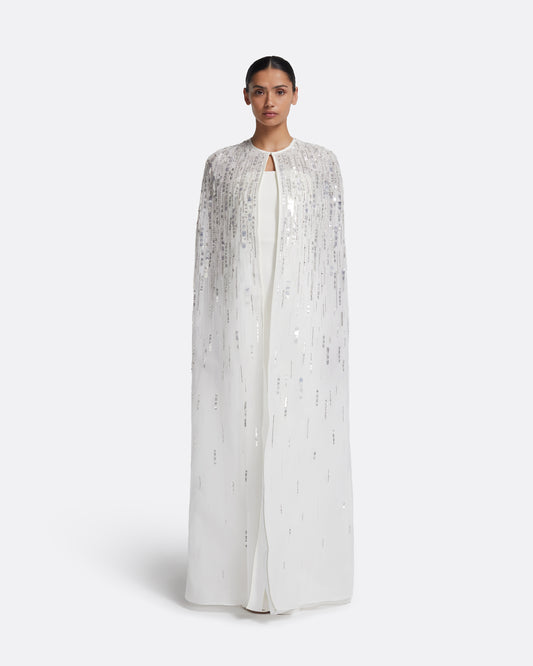 Greta Cape in Ivory with Crystal Embellishment