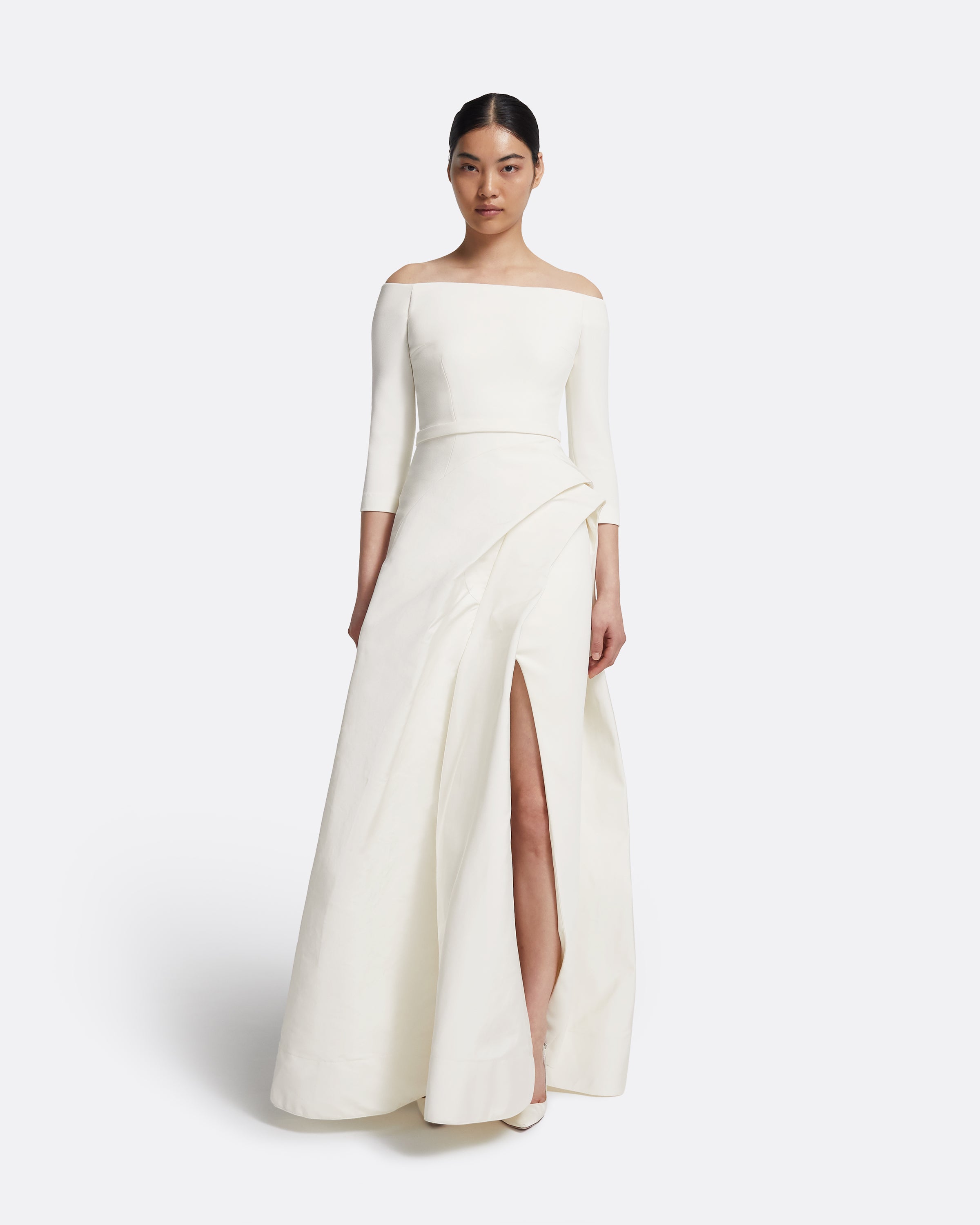 Nila Long Dress in Ivory – Safiyaa London