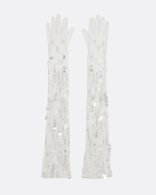 Astin Gloves in Ivory with Crystal Embellishment