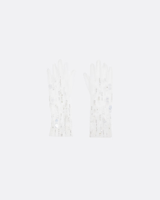 Deja Gloves in Ivory with Crystal Embellishemnt