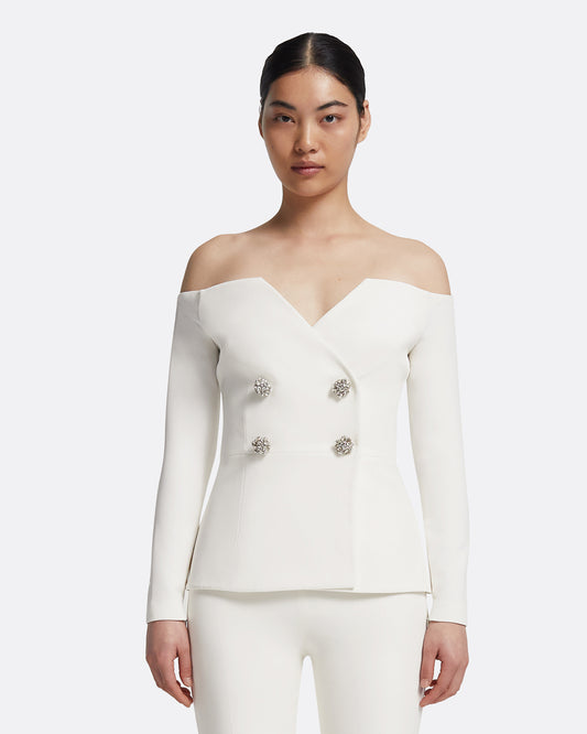 Kamile Jacket in Ivory with Crystal