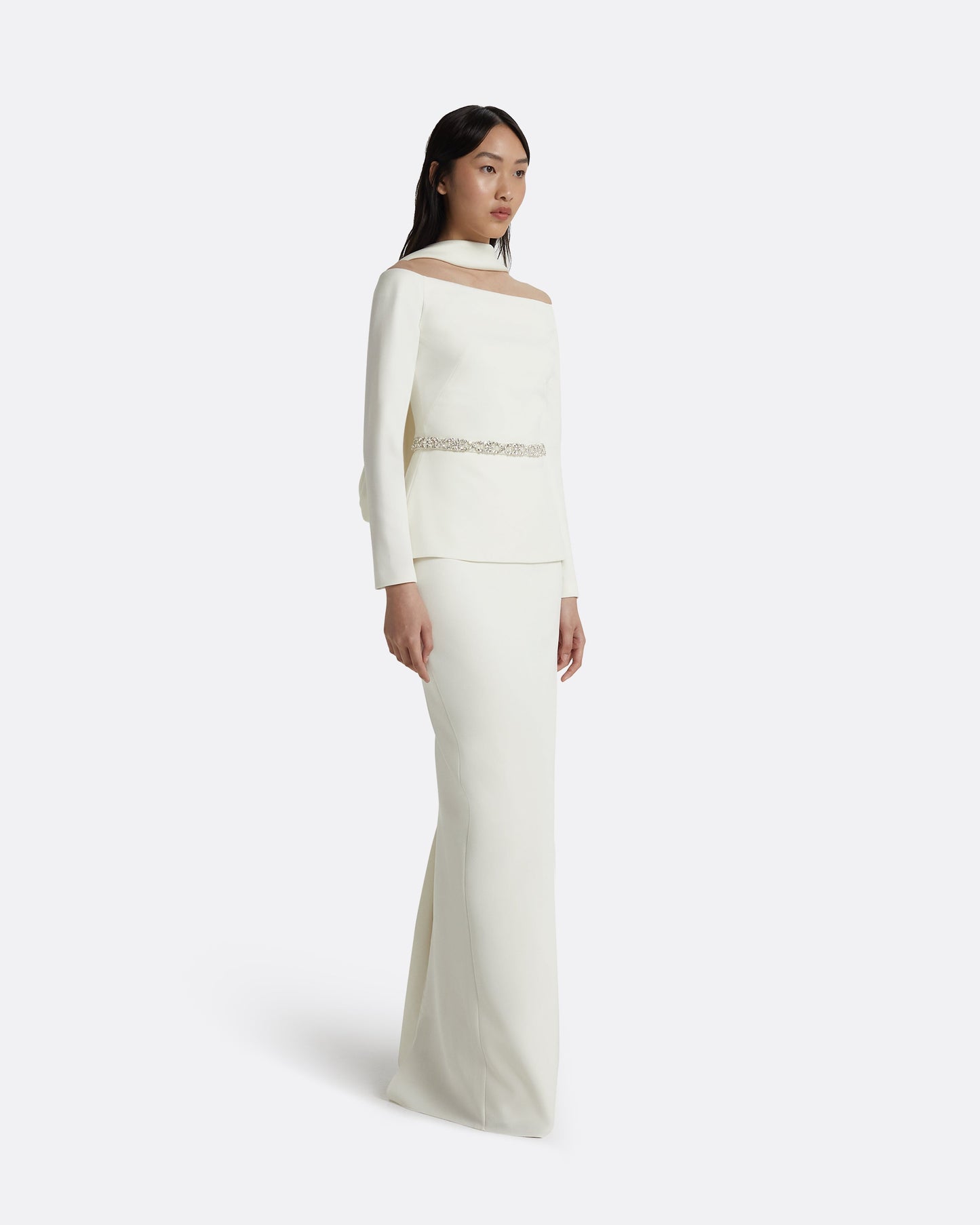Lucile Ivory Top With Embroidered Belt