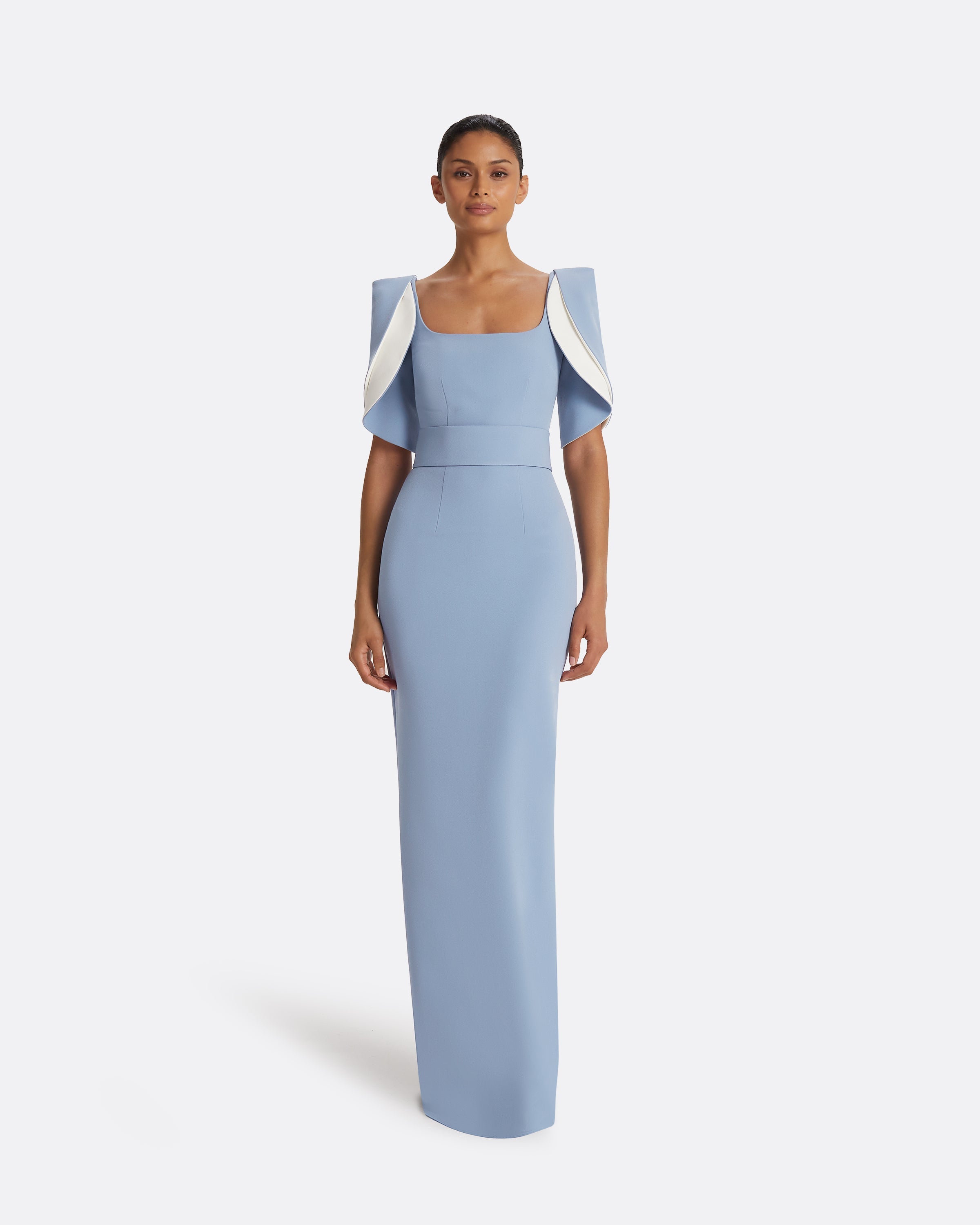 Dara Blue Ash Long Dress – Safiyaa London