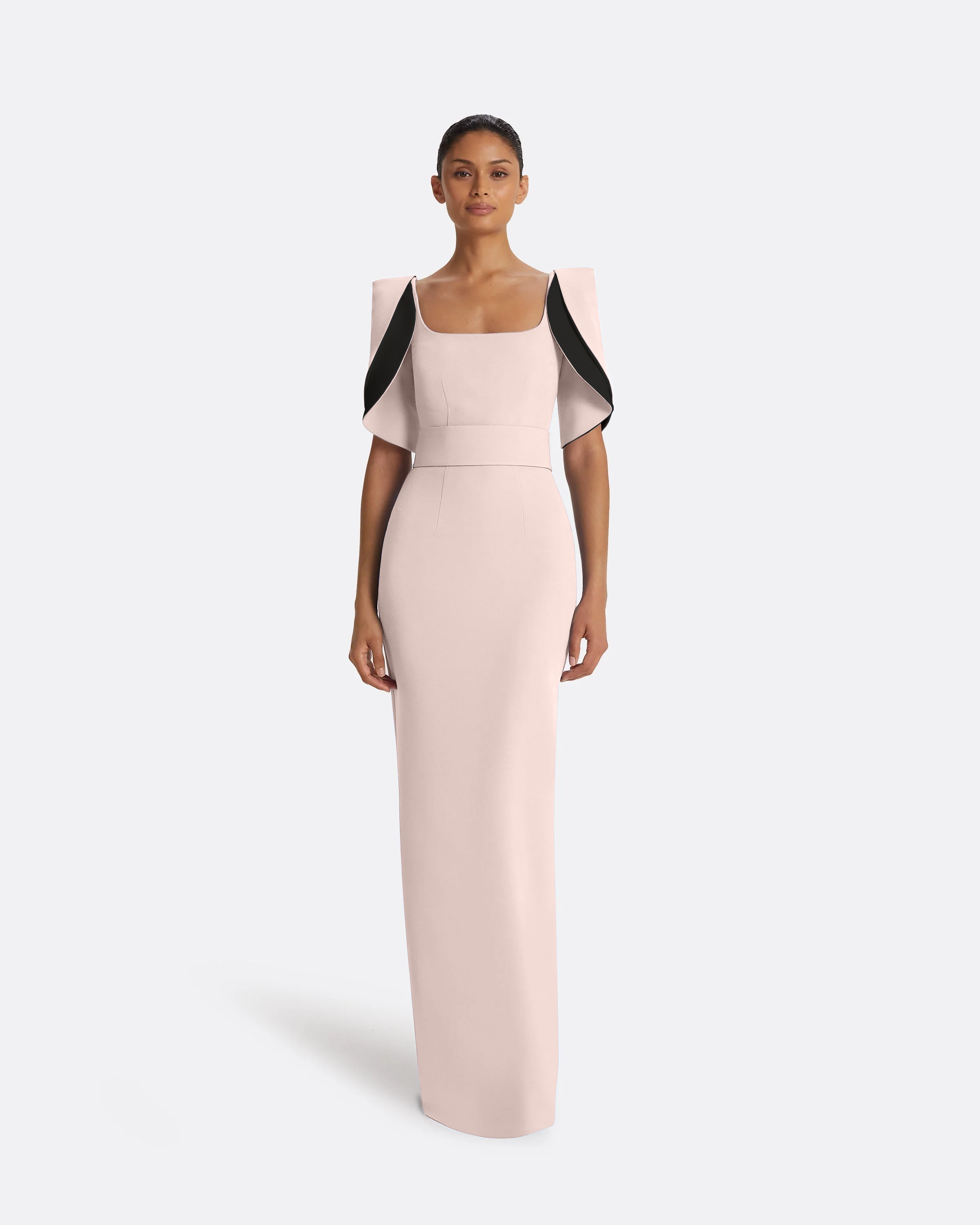 pale pink and black dress Asymmetric satin and lace mini dress Color: Light pink/Black RASARIO Online Boutique 42 (FR) / Light pink/Black