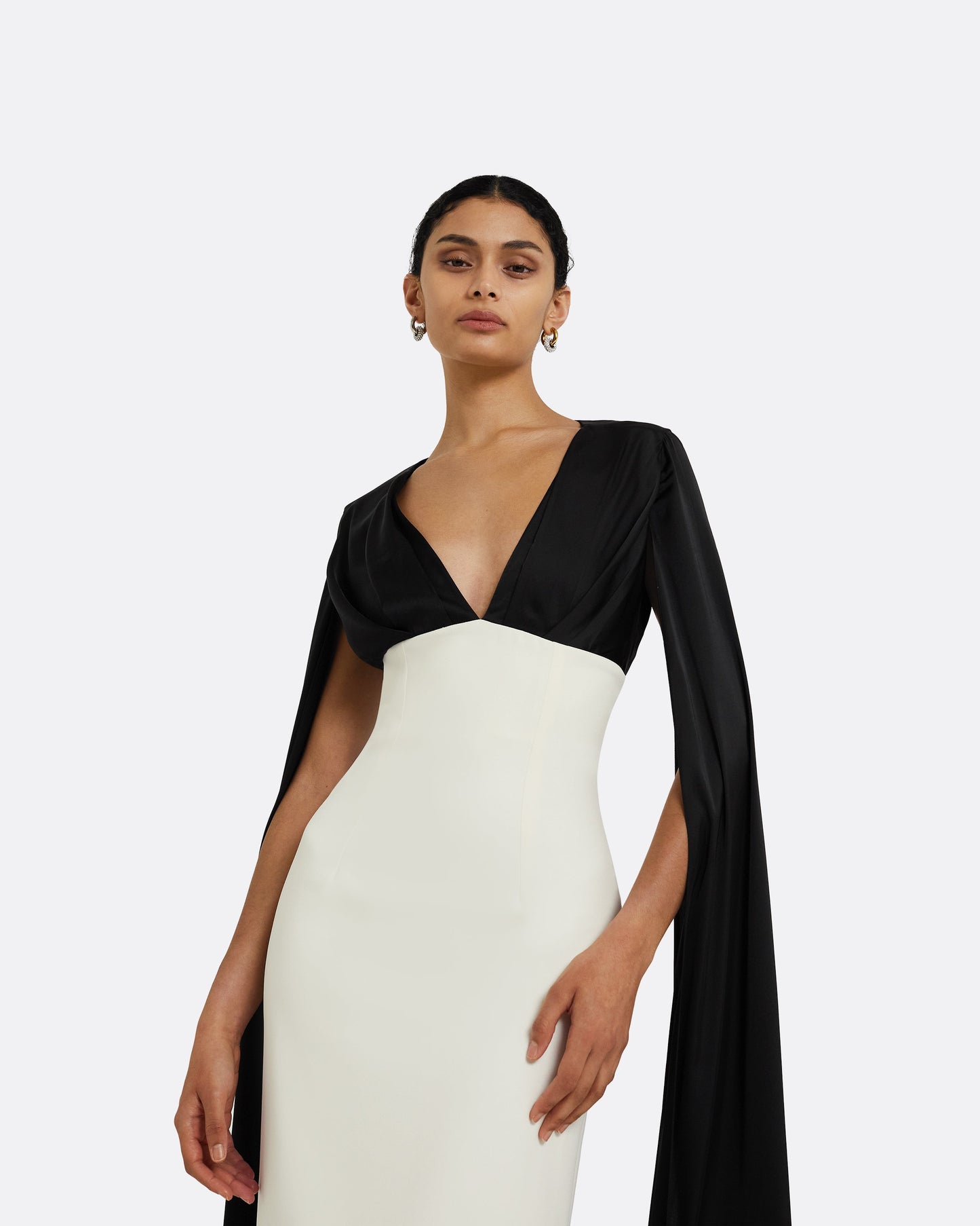 Angelina Ivory & Black Long Dress