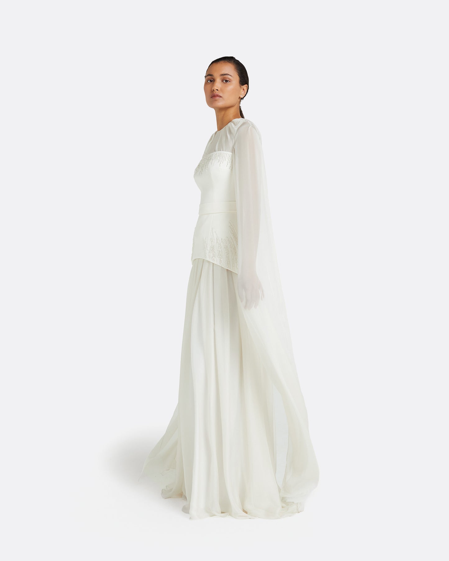 Gloria Ivory Long Dress