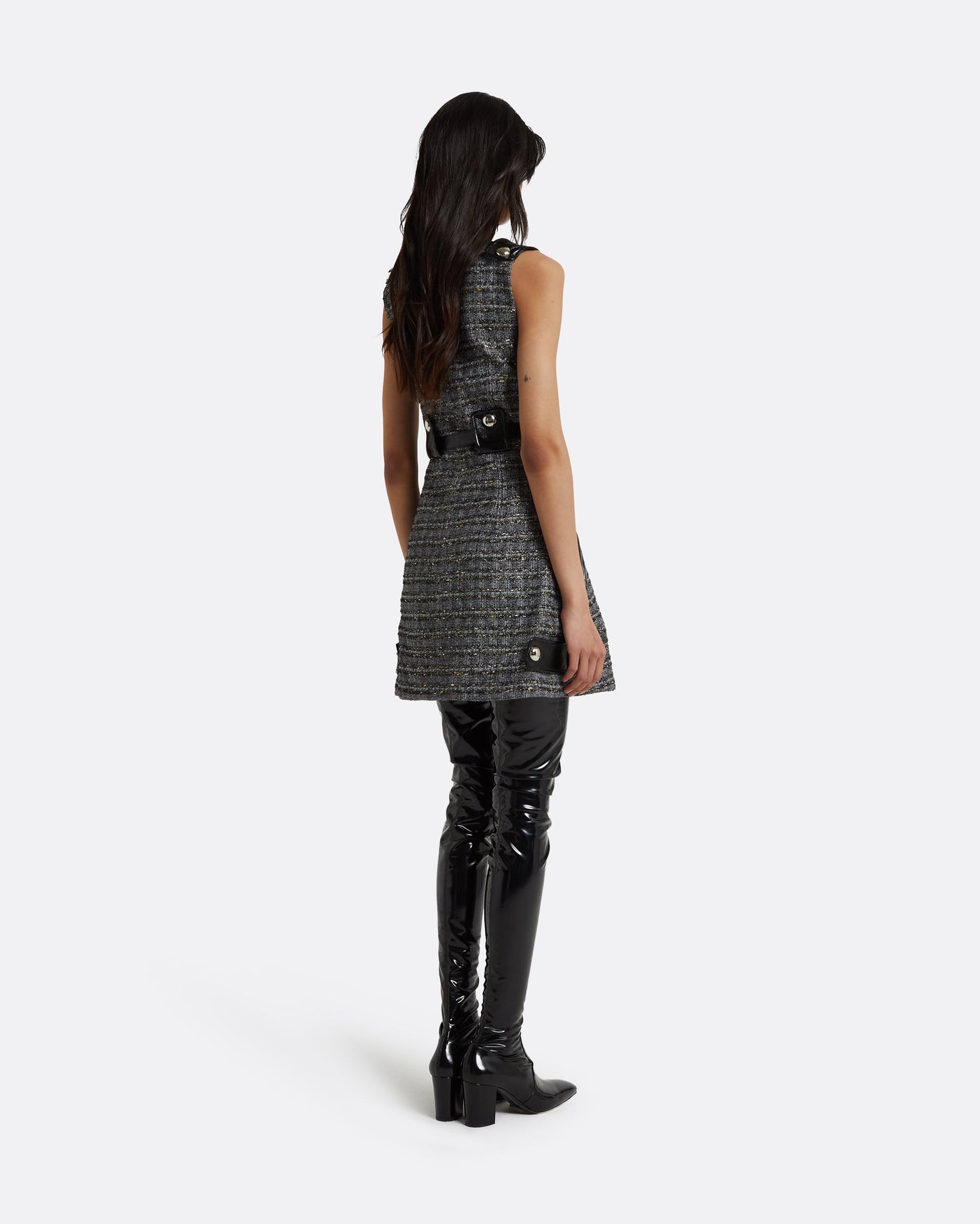 Ele Metallic Greyscale Short Dress
