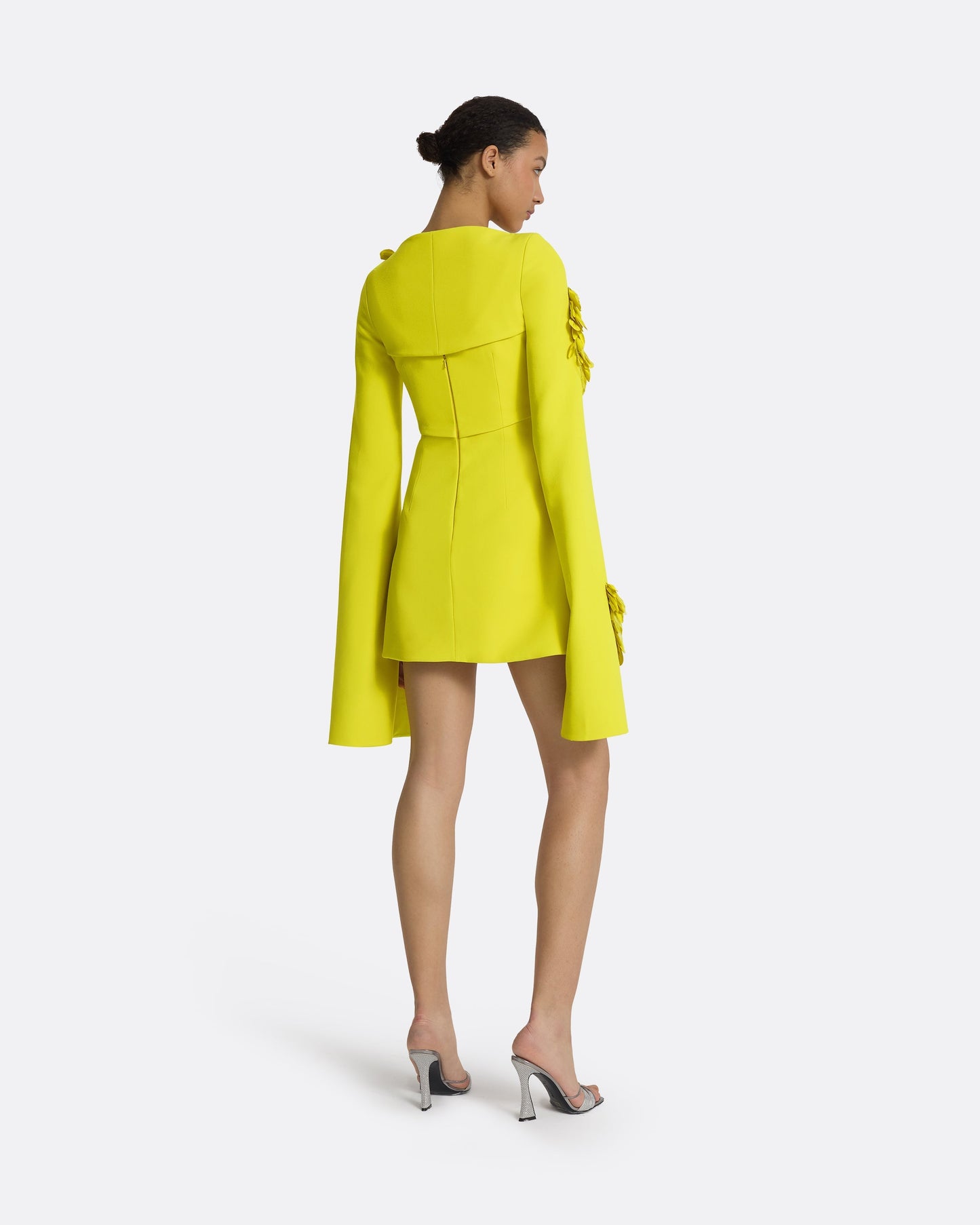 Mila Chartreuse Embroidered Short Dress