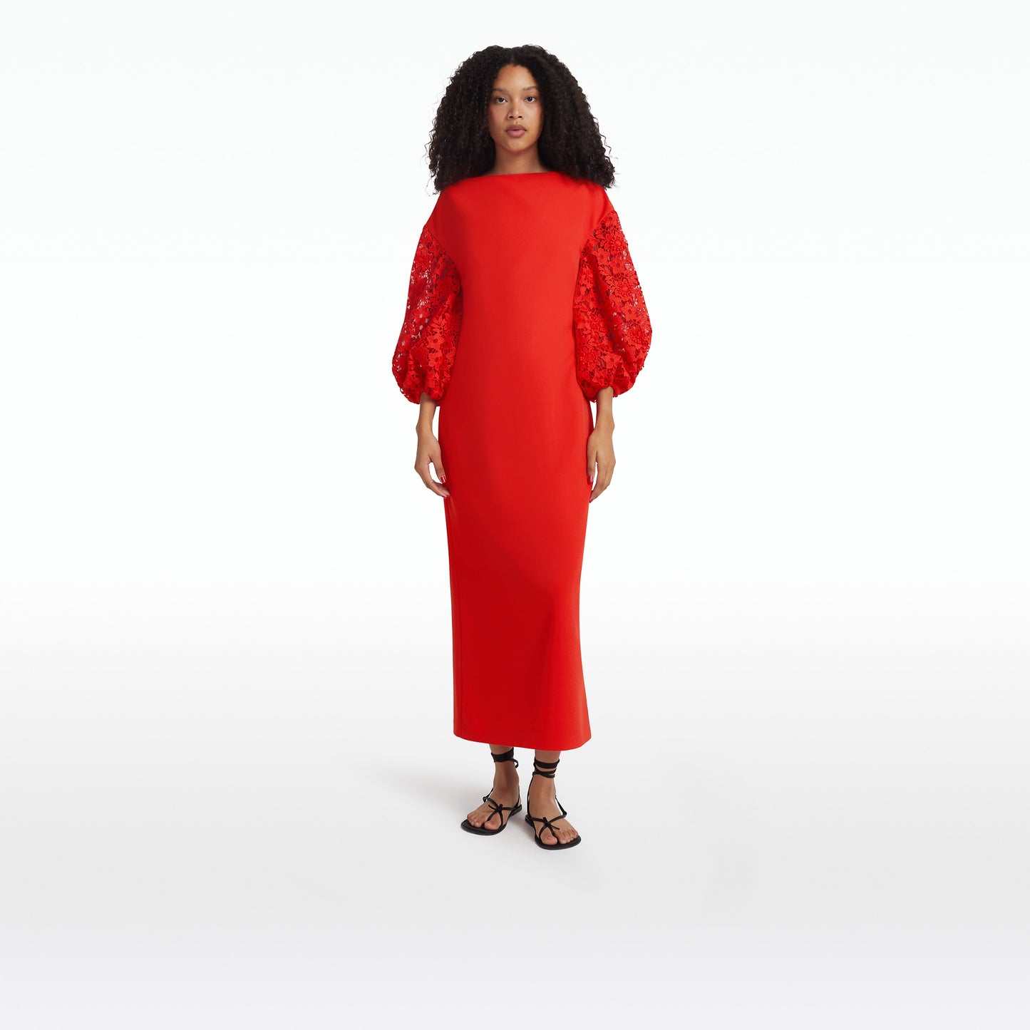 Amiee Lacquer Red Midi Dress