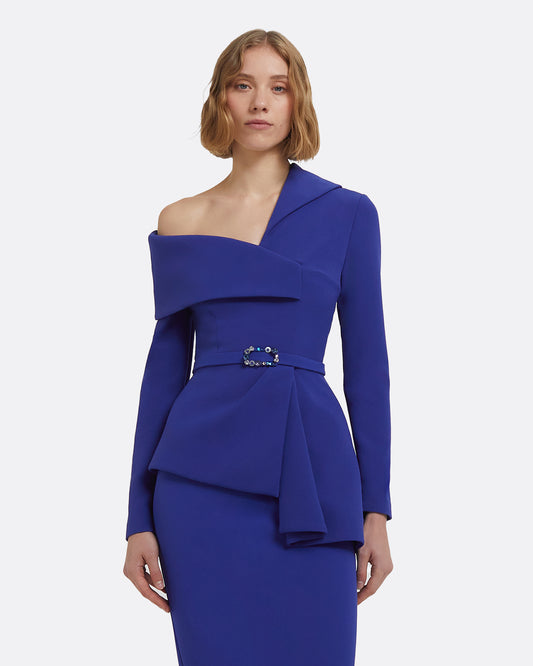 Odessa Tops in Skiathos Blue with Multi-Blues Belt