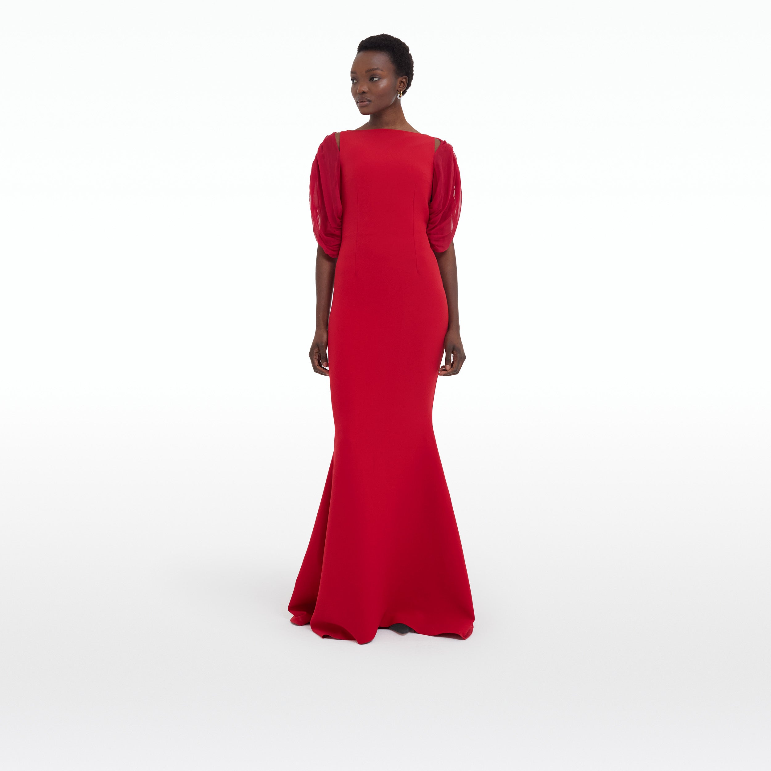 Long crimson hot sale dress