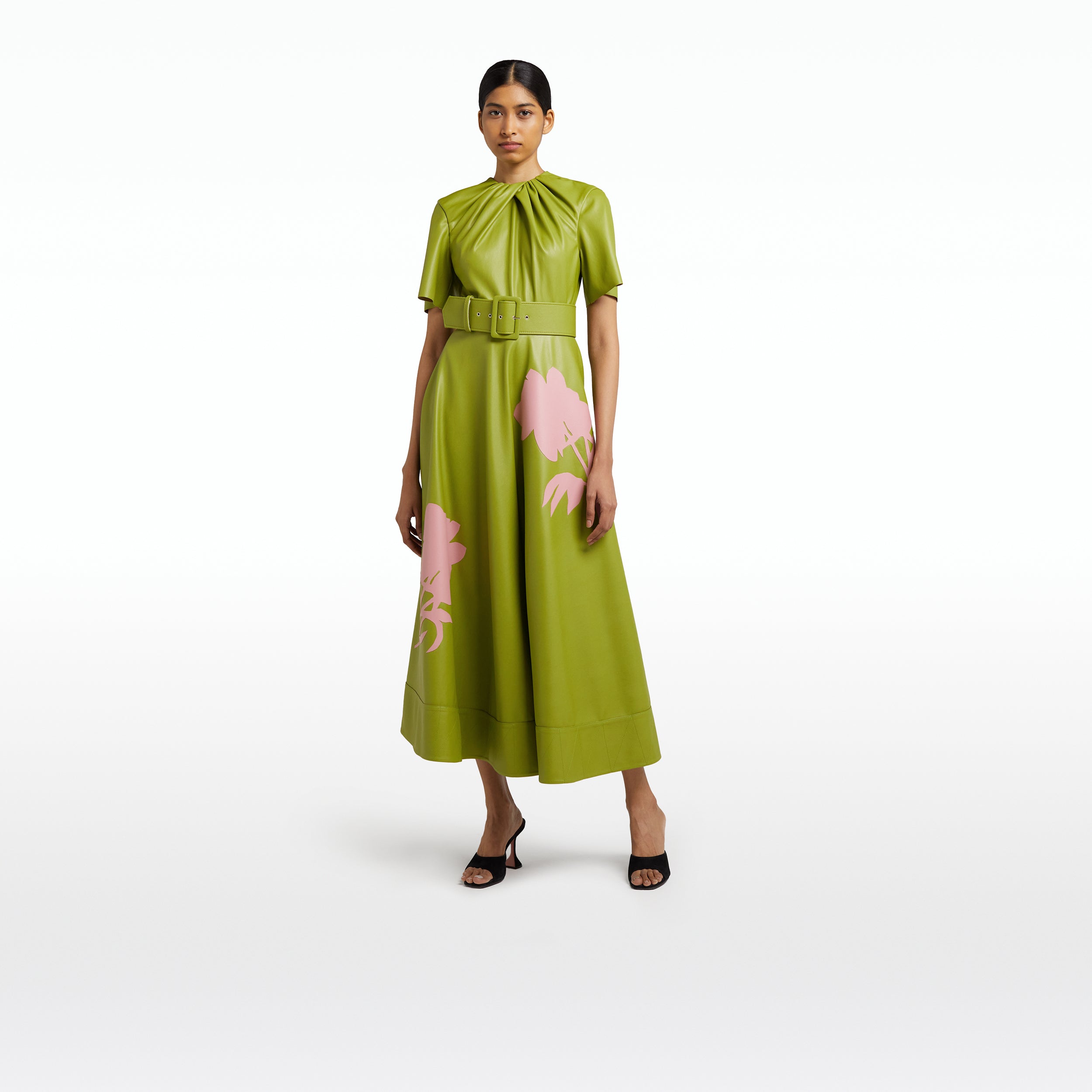Charli Woodbine Foxglove Vegan Leather Midi Dress Safiyaa London