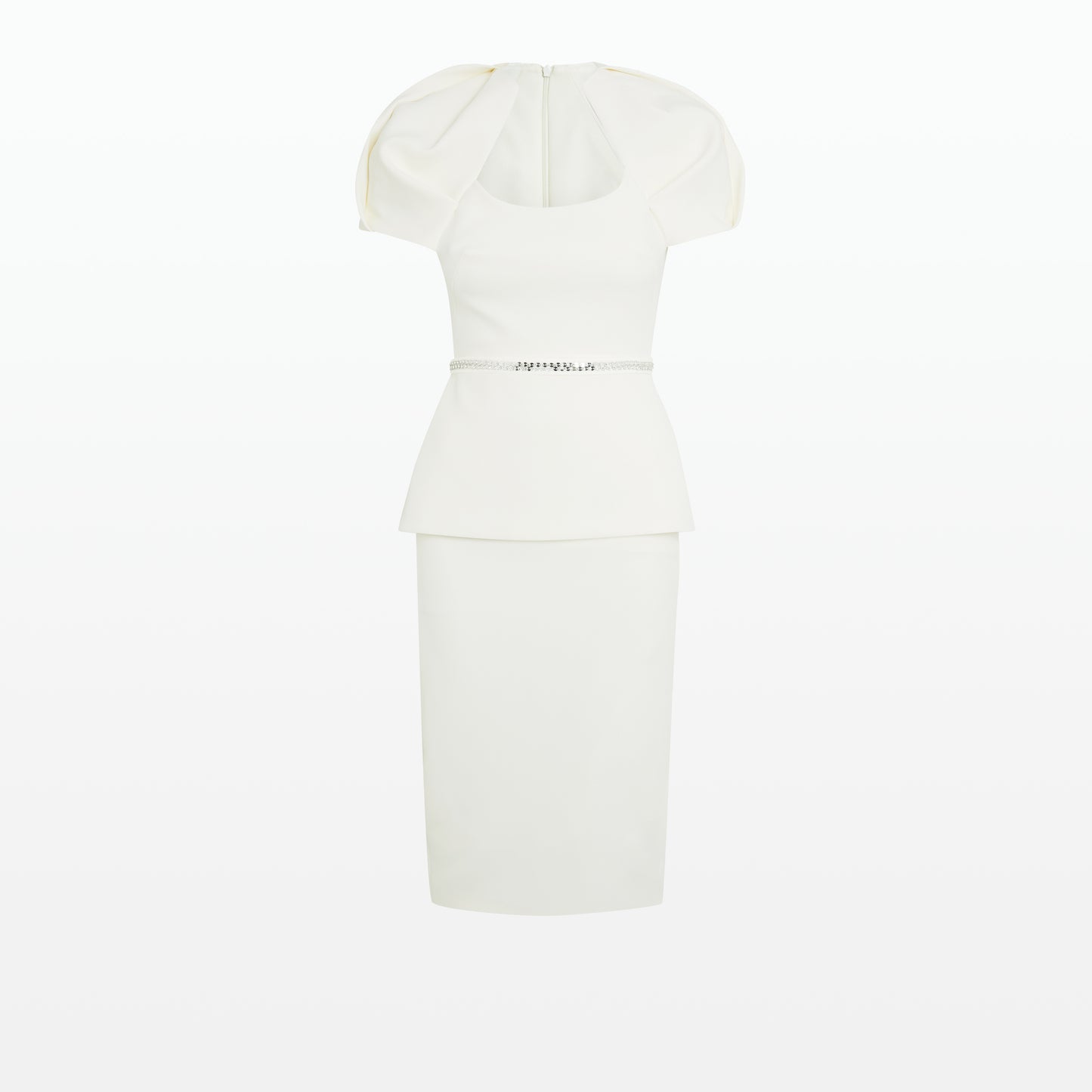 Briante Ivory Midi Dress With Embroidered Belt