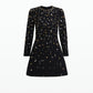 Rena Black & Celestial Scatter Embroidery Short Dress