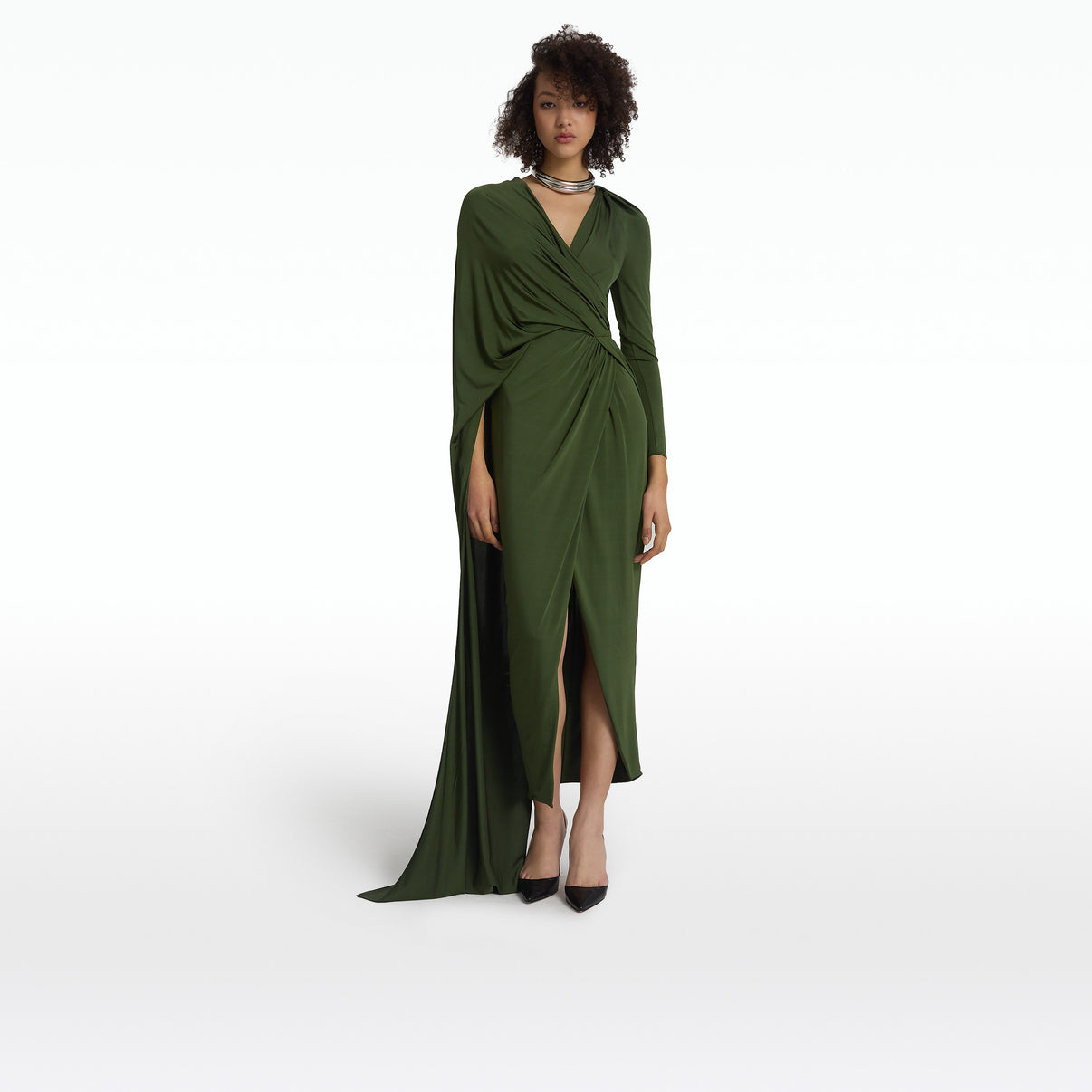 Abrie Olive Long Dress – Safiyaa London