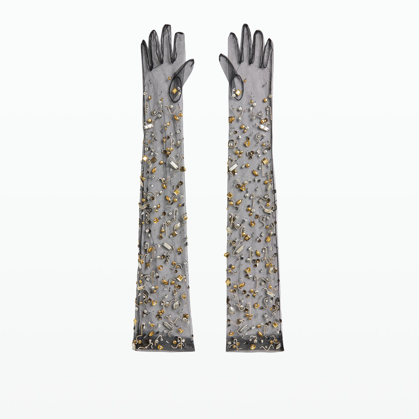 Astin Black Celestial Scatter Embroidered Gloves