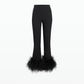 Mari Black Feather-Trimmed Trousers