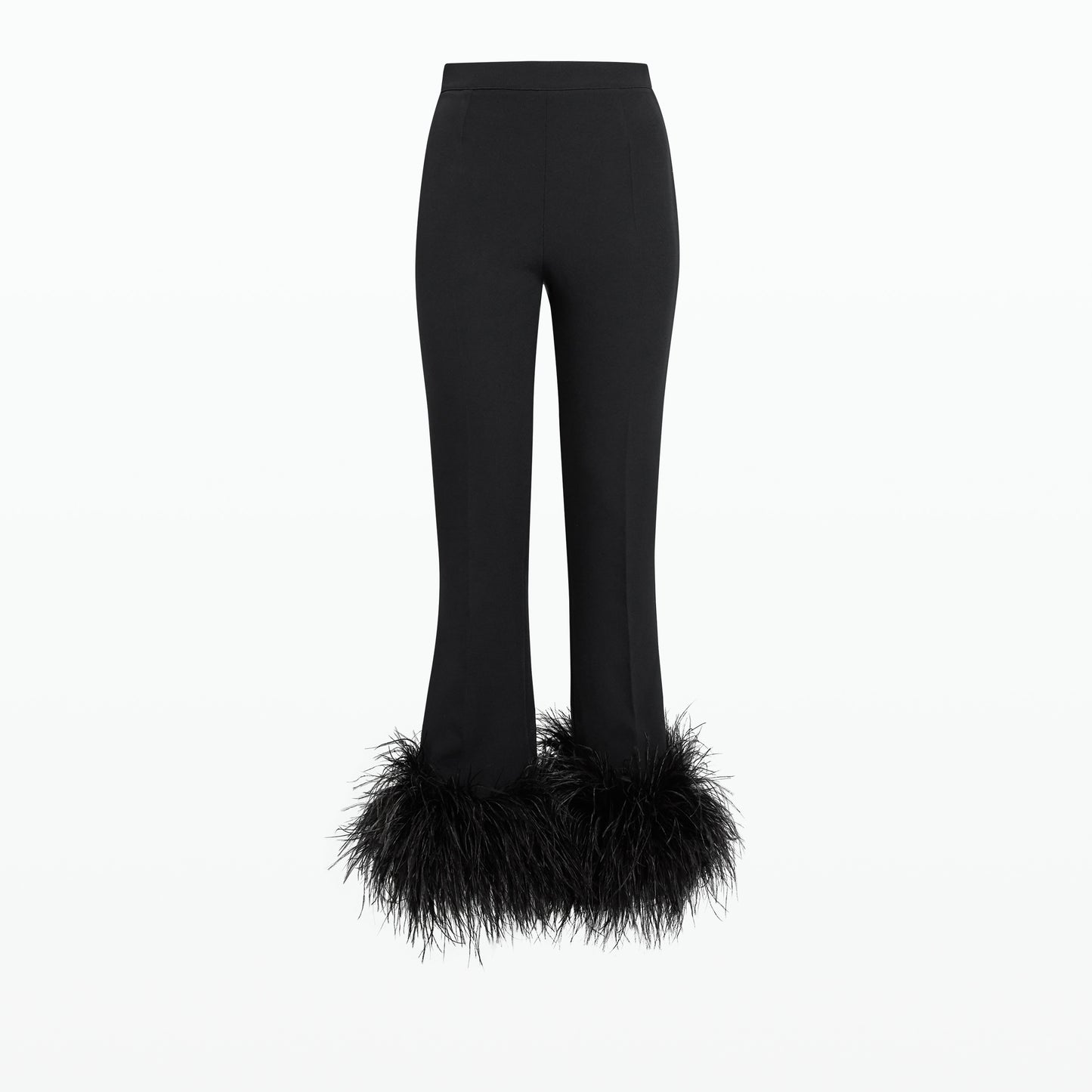 Mari Black Feather-Trimmed Trousers