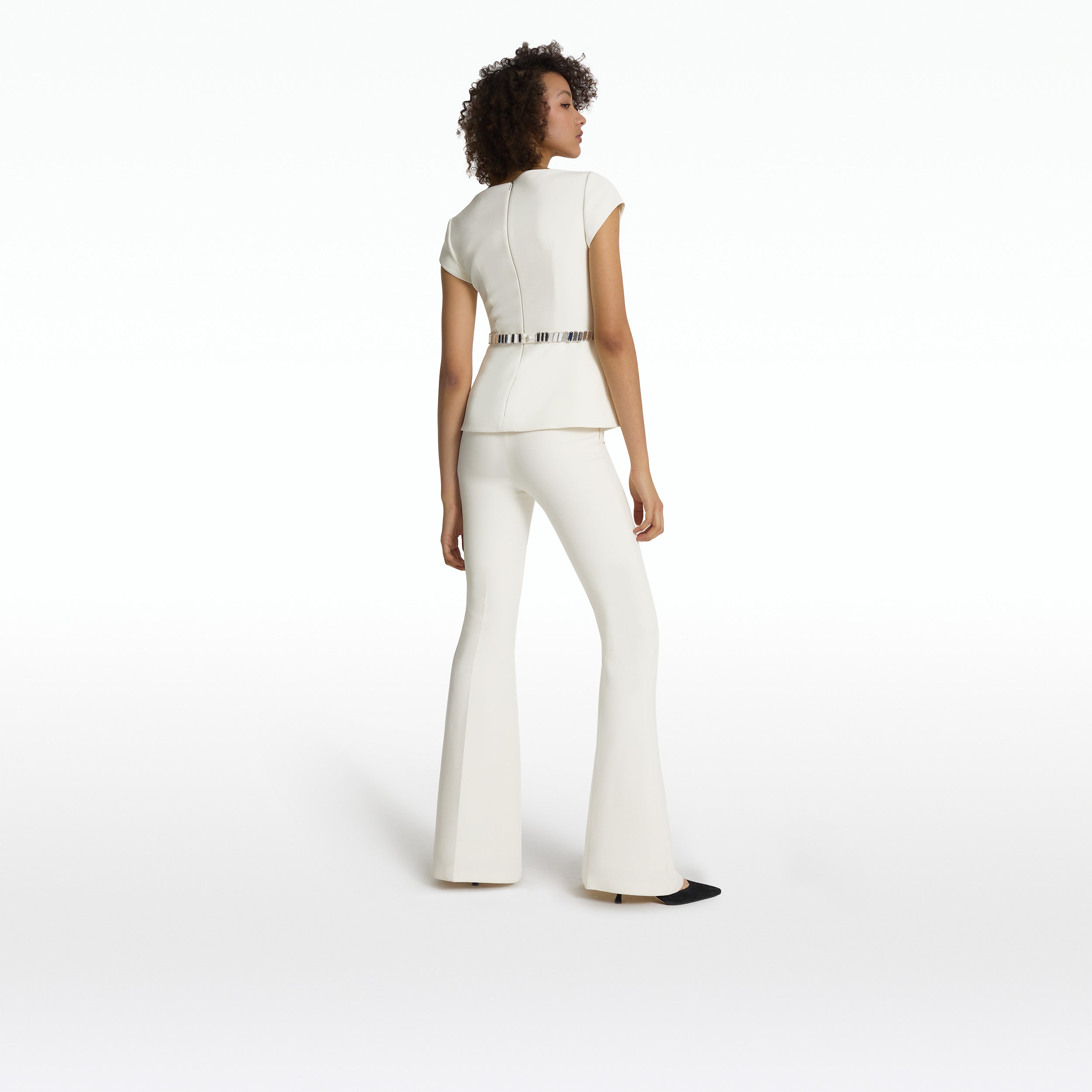 Nuvaya Ivory Top with Embroidered Belt