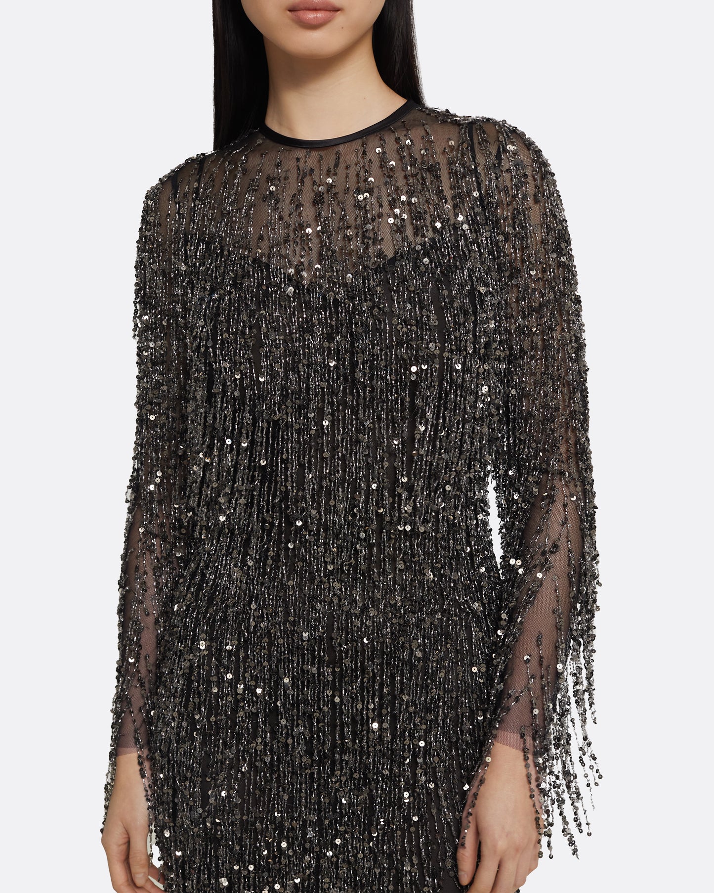 Lyran Midi Dress in Black with Gunmetal