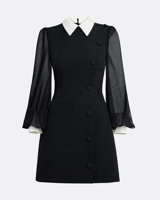 Karena Short Dress in Ivory on Black