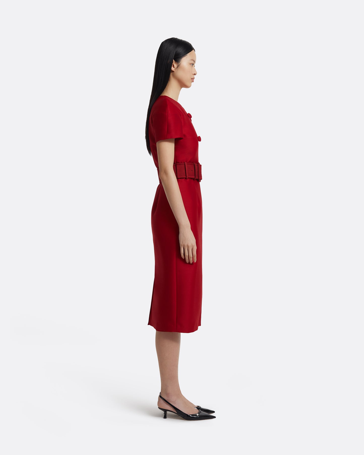 Kamari Midi Dress in Swinton on Radiant Red