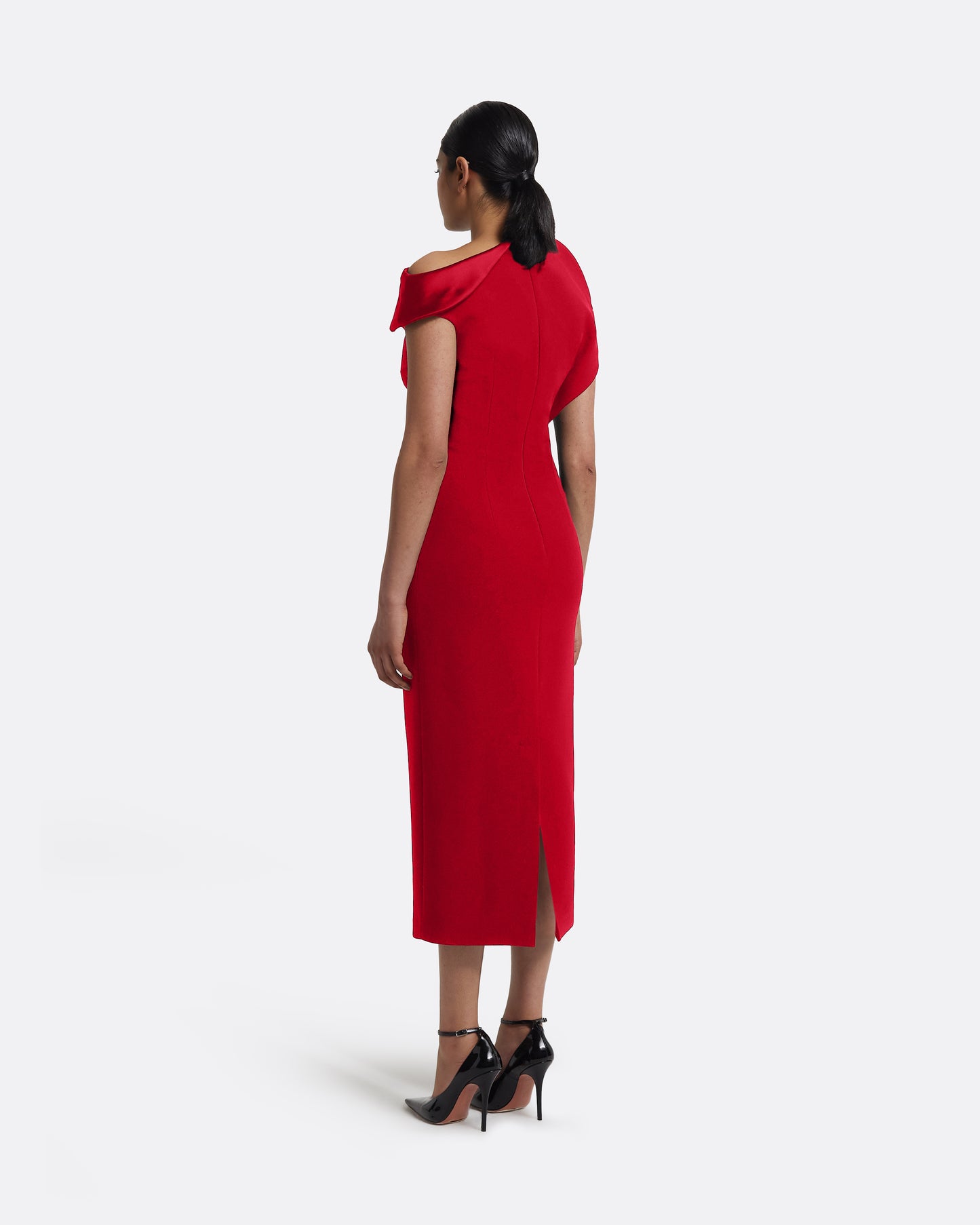 Reina Midi Dress in Crimson with Crystal
