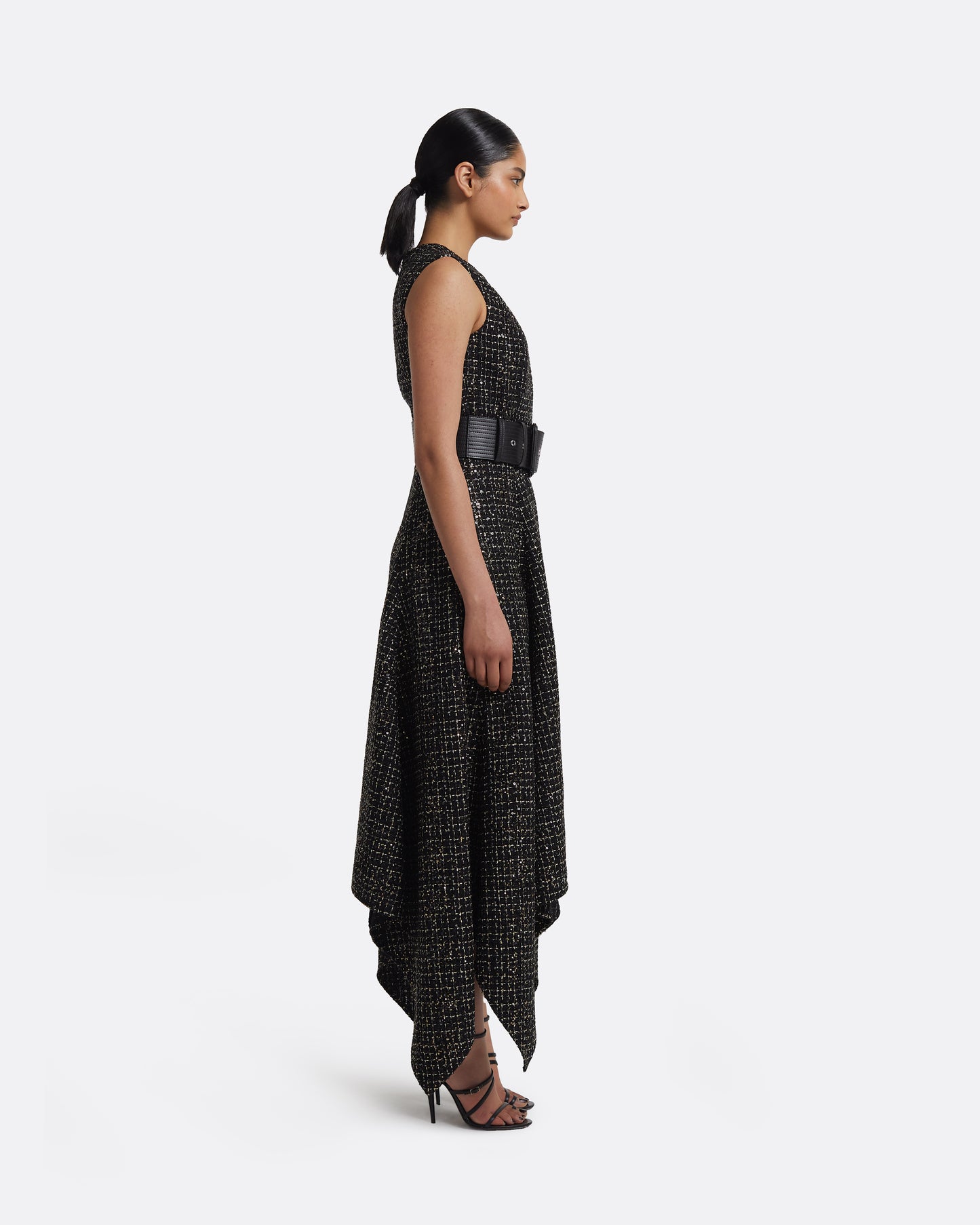 Okimi Dress in Black & Gold