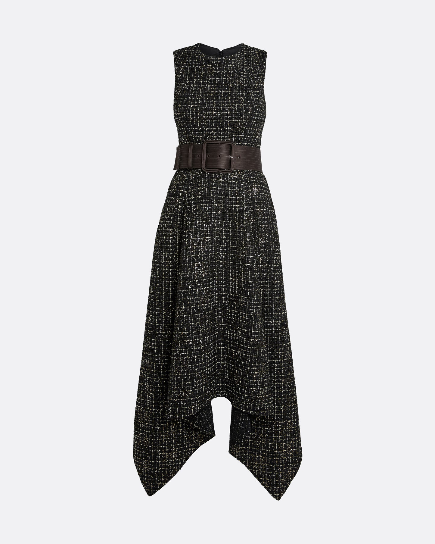 Okimi Dress in Peat Brown On Black & Gold