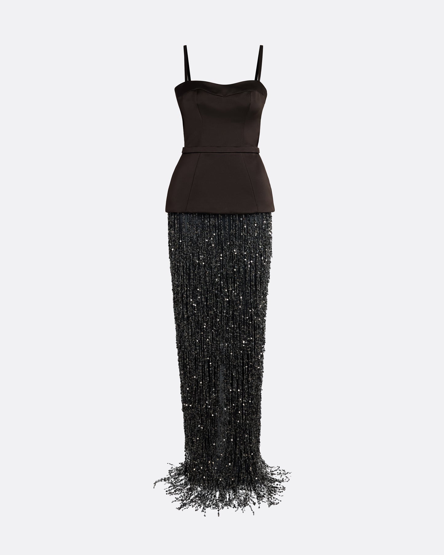 Saori Long Dress in Peat Brown On Black