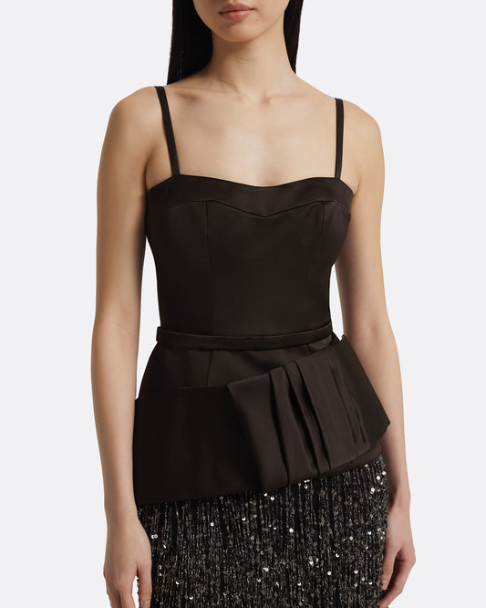 Sorai Long Dress in Peat Brown on Black