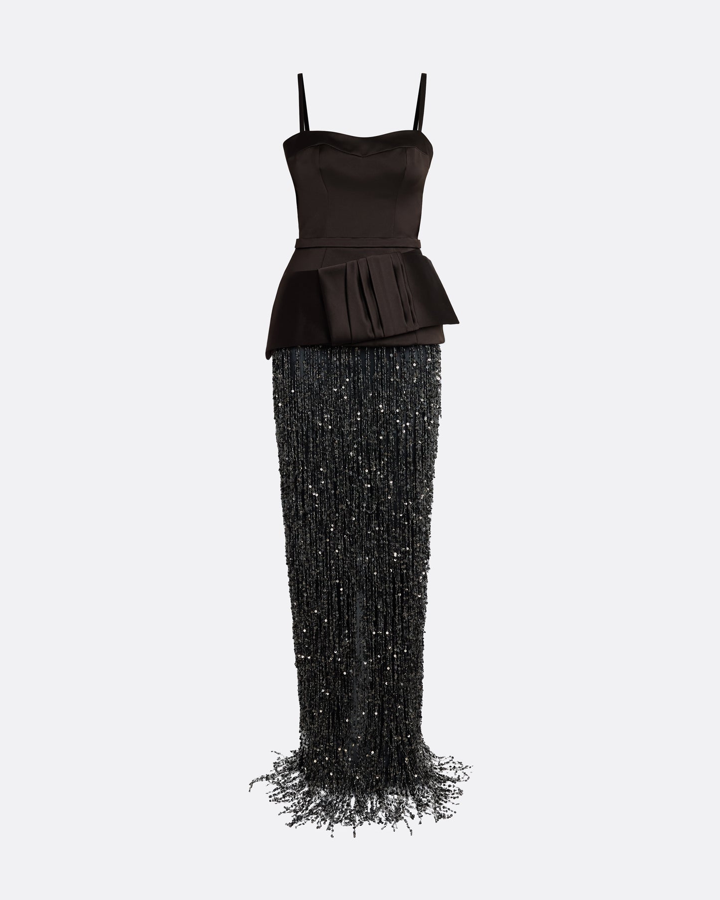 Sorai Long Dress in Peat Brown on Black