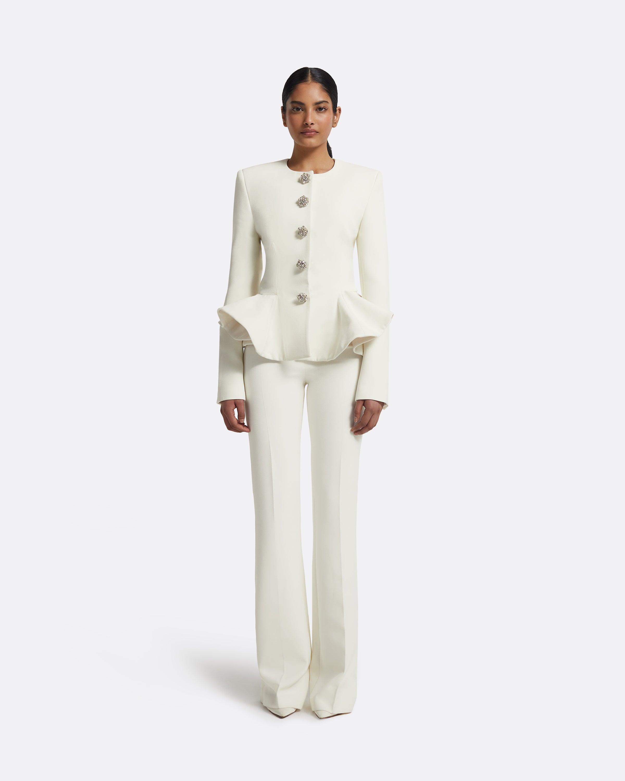 Tomomi Jacket in Ivory with Crystal – Safiyaa London
