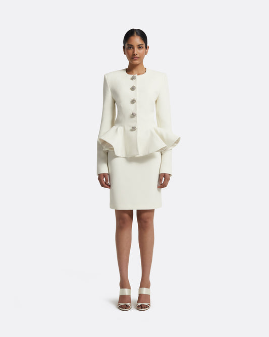 Tomomi Jacket in Ivory with Crystal