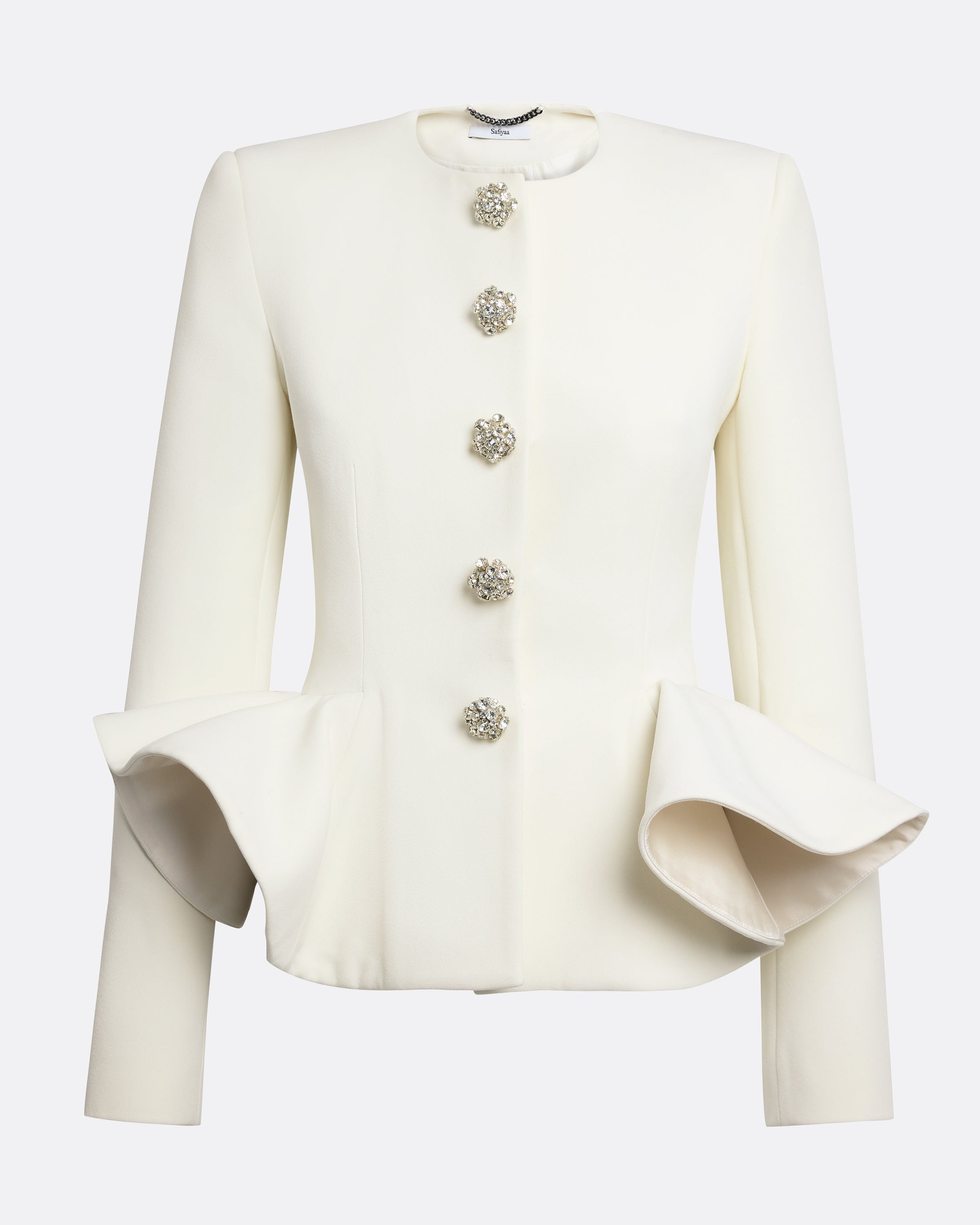 zoyホワイトキルティングジャケット s Tomomi Jacket in Ivory with Crystal – Safiyaa London