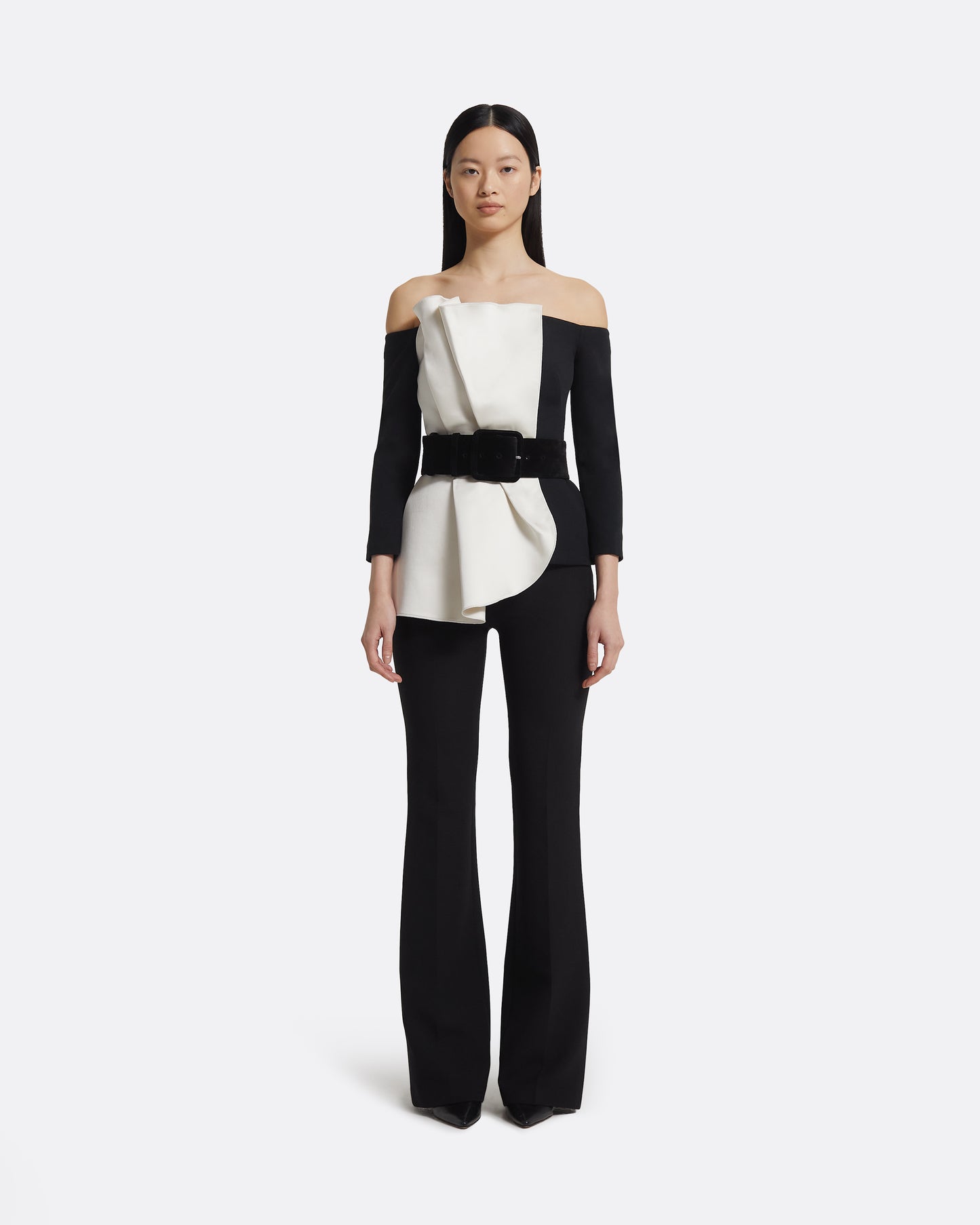 Yuka Top in Ivory On Black
