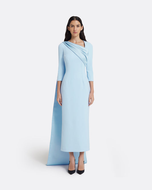 Solenne Midi Dress in Pale Blue