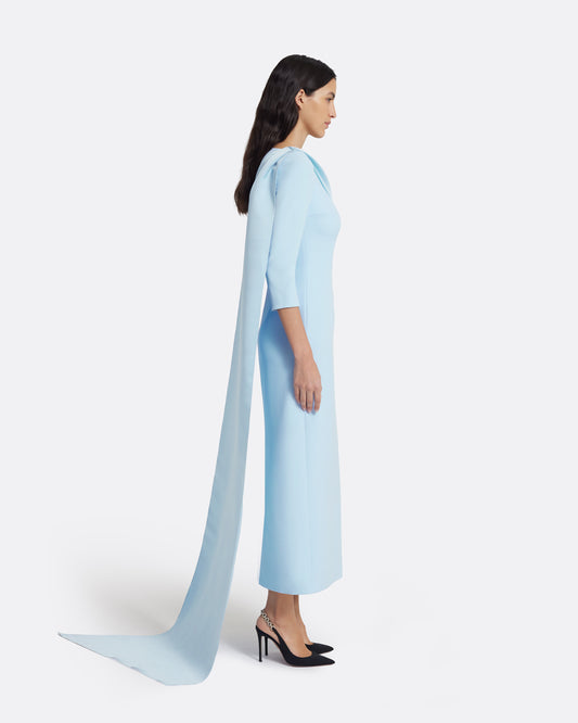 Solenne Midi Dress in Pale Blue