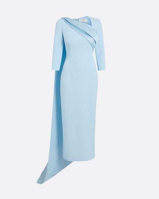 Solenne Midi Dress in Pale Blue