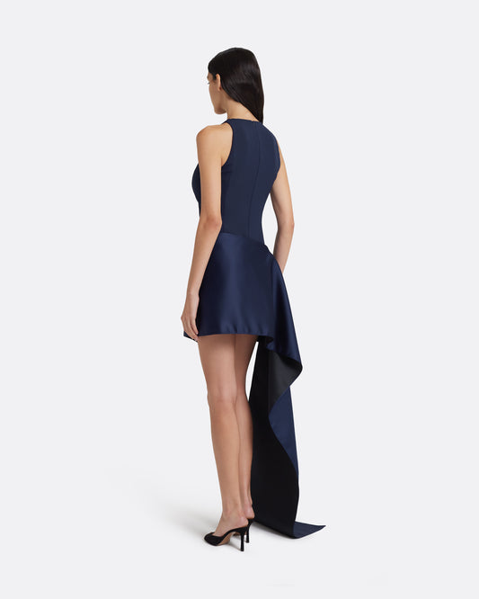 Naya Short Dress with Ewa Belt in Maritime Blue