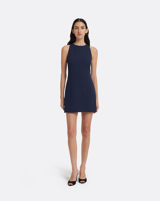 Naya Short Dress with Ewa Belt in Maritime Blue